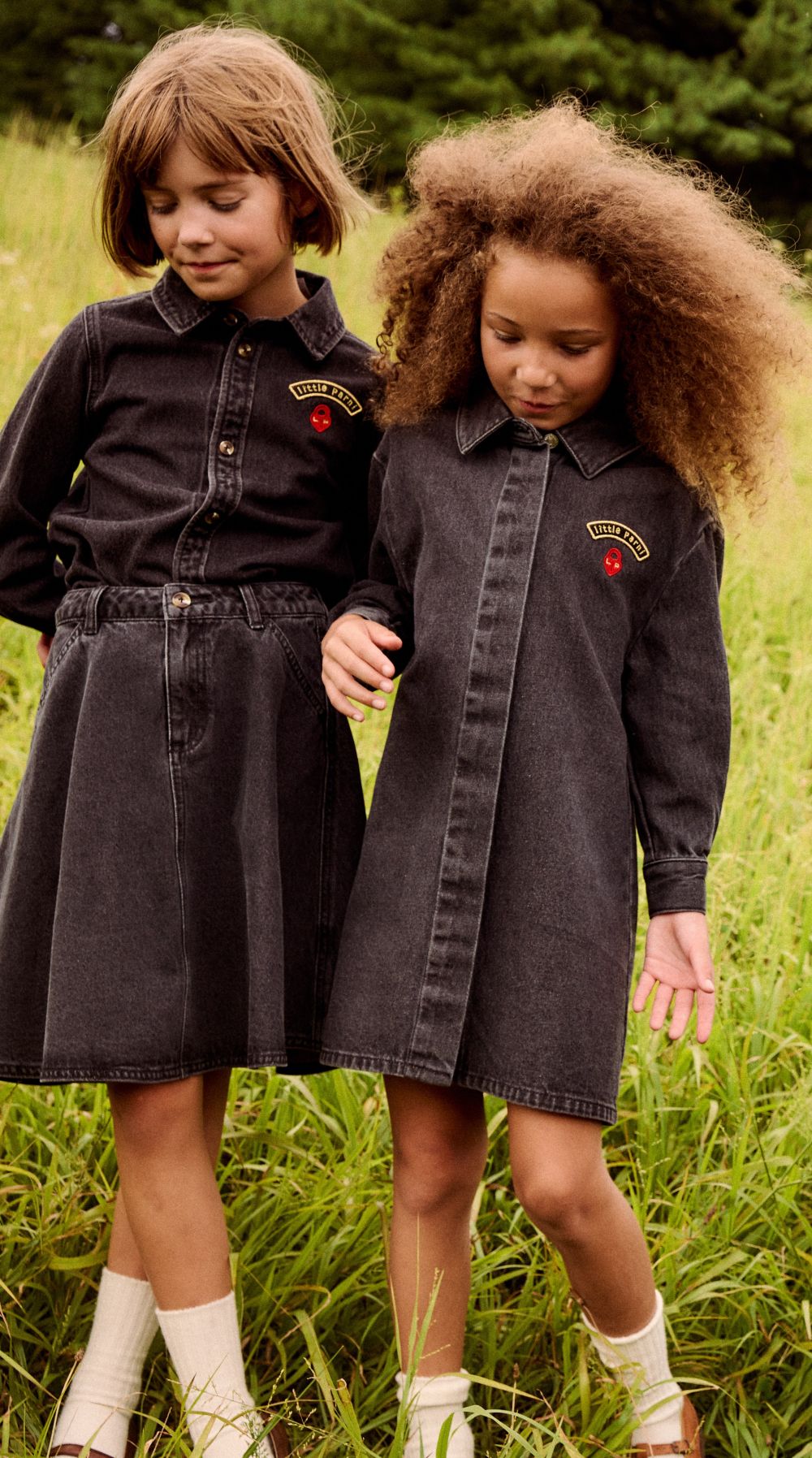 PARNI Heart Patch Denim Shirt Dress