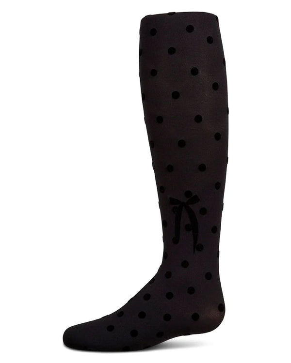 MEMOI <BR> Polka Dot Bow Flocked Tights