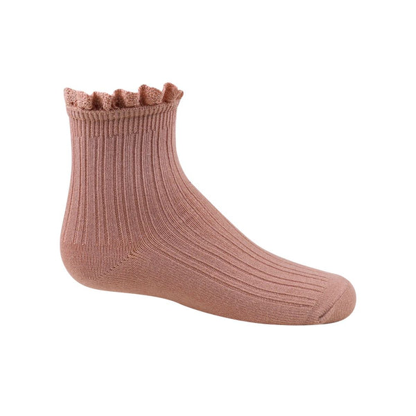 Lace Trim Textured Ankle Sock