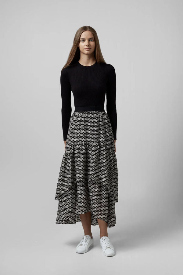 Layered Skirt in Black Hearts