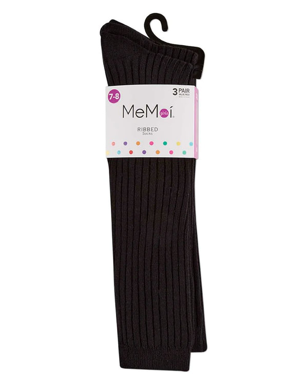 MEMOI <BR> Ribbed Knee Socks (3pk)