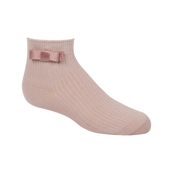 ZUBII <br> Flat Satin Bow Ankle Sock