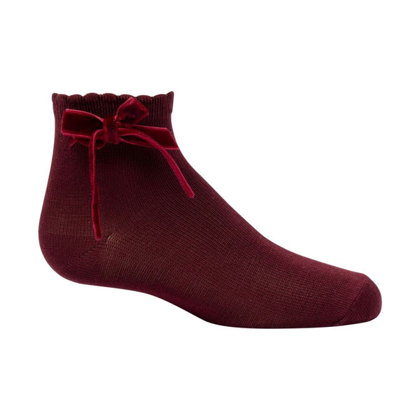 ZUBII <BR> Thin Velvet Bow Ankle Sock