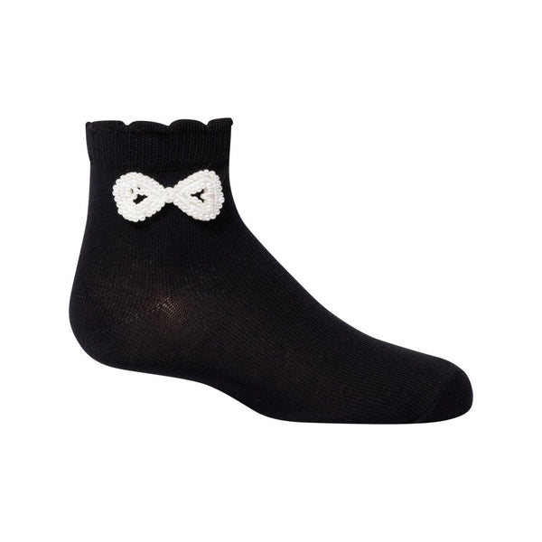 ZUBII <BR> Pearl Bow Ankle Sock