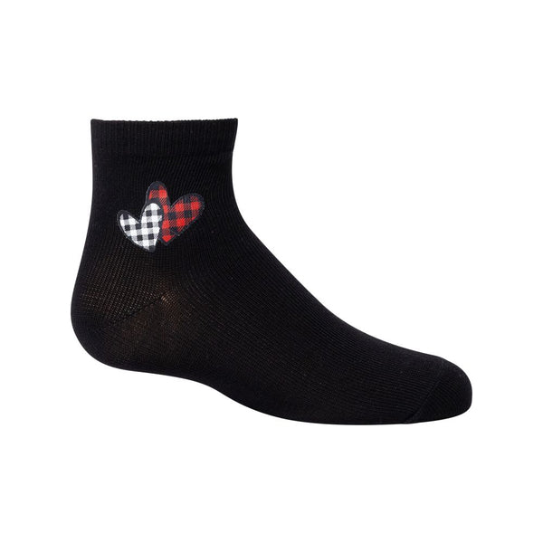ZUBII <BR> Checkered Heart Ankle Sock