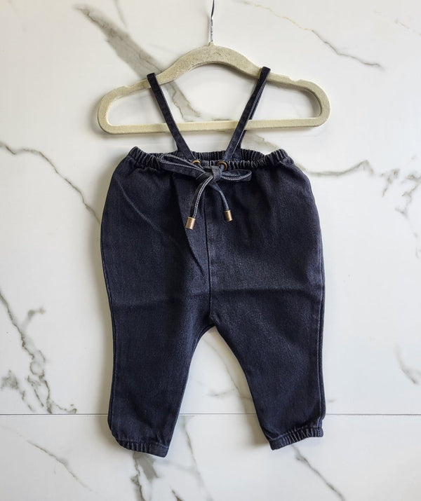 ANALOGIE <BR> Denim Bow Suspender Romper