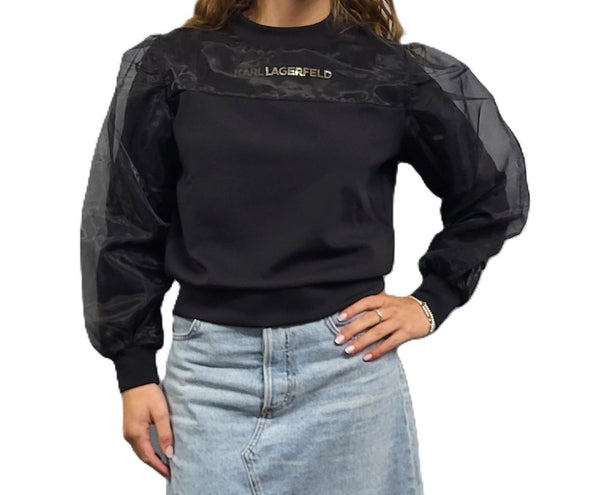 KARL LAGERFELD <BR> Organza Sleeve Sweatshirt