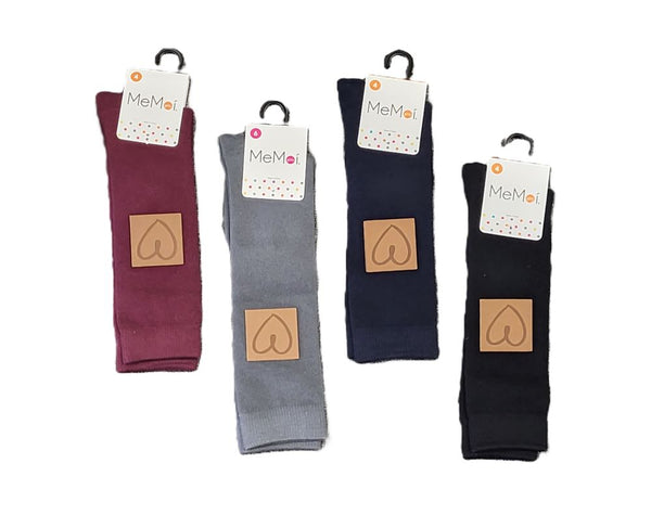 MEMOI <BR> Cork Heart Patch Tab Knee Sock