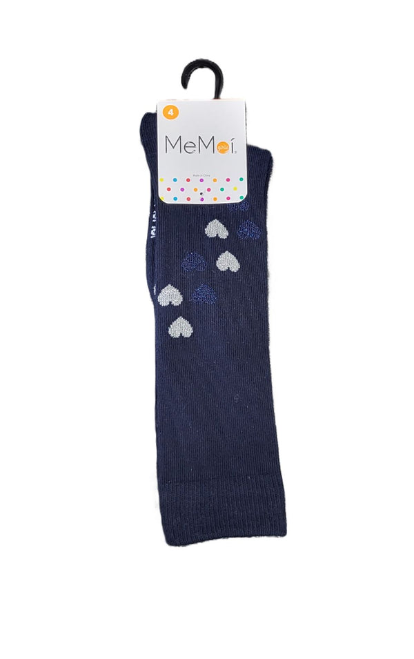 MEMOI <BR> Lurex Hearts Knee Sock