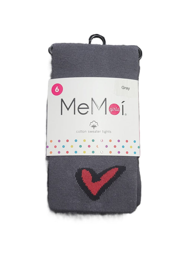 MEMOI <BR> Outline Heart Cotton Tights