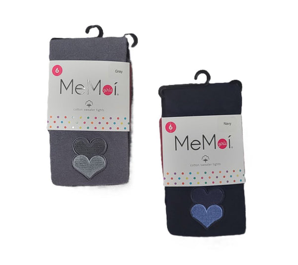 MEMOI <BR> Double Patch Heart Cotton Tights