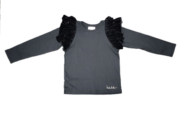 NICOLE MILLER <BR> Ruffle Trims LS Tee