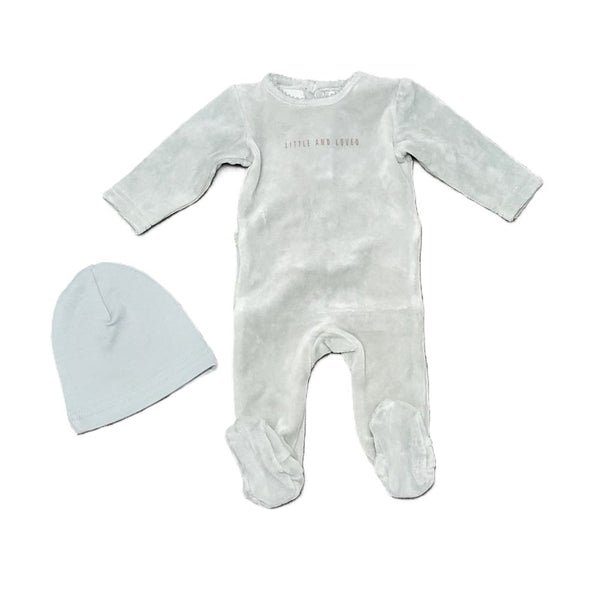 MEMA KNITS <BR> Little & Loved Velour Footie