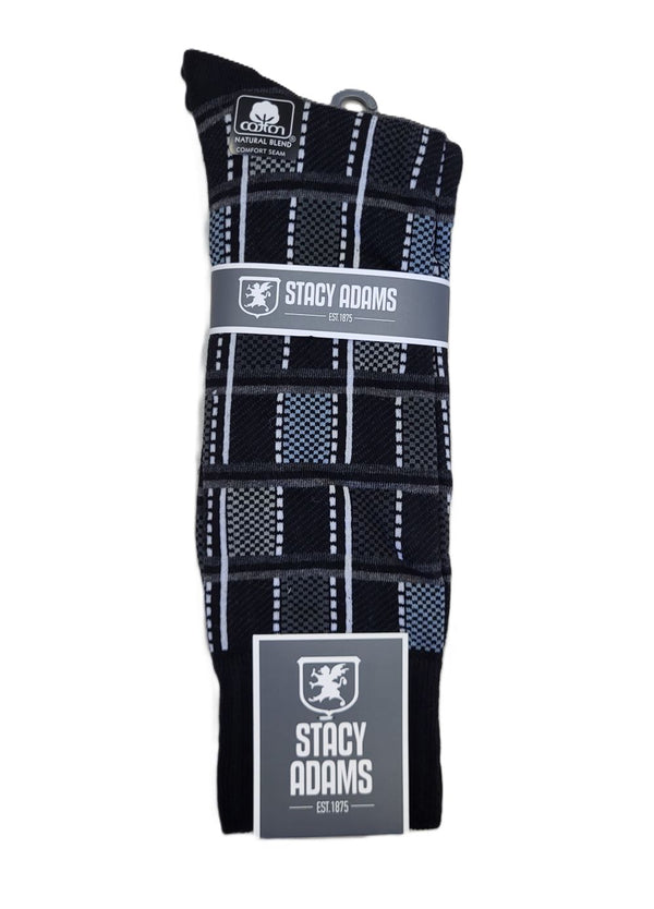 STACY ADAMS <BR> Men's Checked Boxes Crew Sock (345)