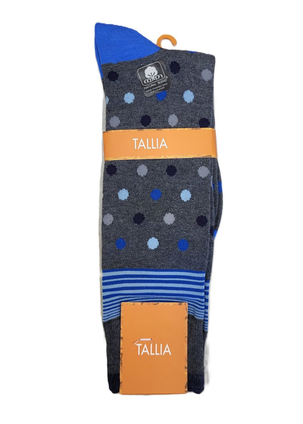 TALLIA <BR> Men's Dotted Stripe Crew Sock (7246)