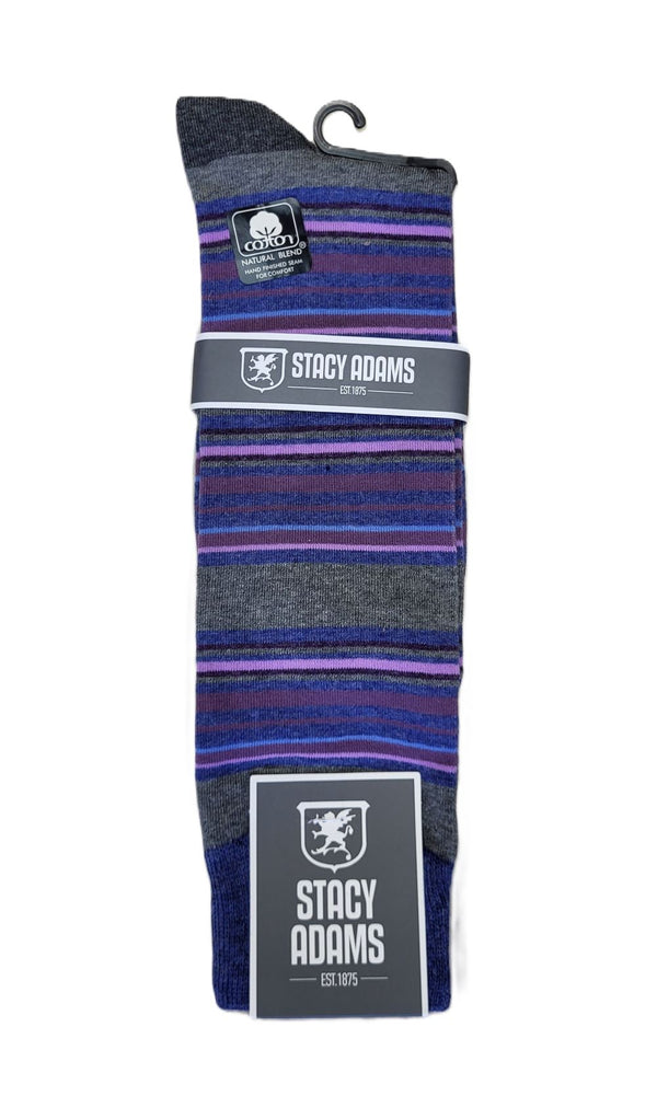 STACY ADAMS <BR> Men's Wide/Thin Stripe Crew Sock (336)