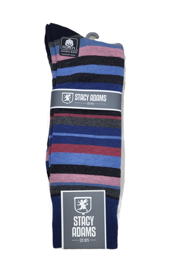 STACY ADAMS <BR> Men's Multi Stripe Crew Sock (342)