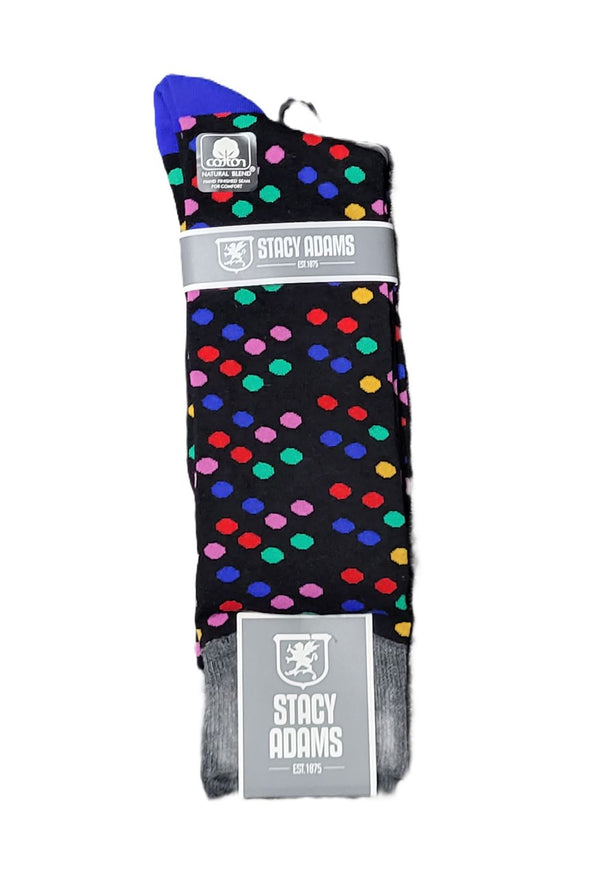 STACY ADAMS <BR> Men's Multicolor Dots Crew Sock (334)