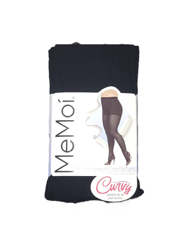 MEMOI <BR> Microfiber Opaque Plus Size Curvy Control Top Tights