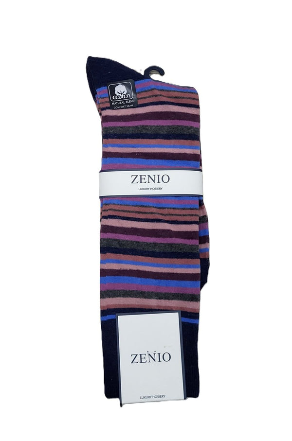 ZENIO <BR> Men's Stripe Crew Sock (8075)