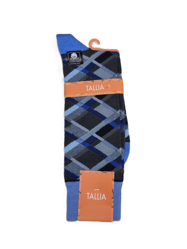 TALLIA <BR> Men's Diamond Plaid Crew Sock (7252)