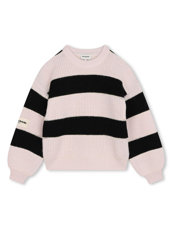 SONIA RYKIEL <BR> Logo Patched Striped Sweater