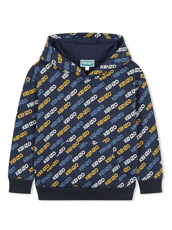 KENZO <br> Allover Logo Hooded Sweatshirt