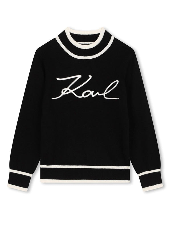 KARL LAGERFELD <BR> "Mini Me" High Collar Signature Sweater