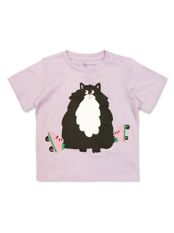 STELLA MCCARTNEY <BR> Roller Cat Print Tee