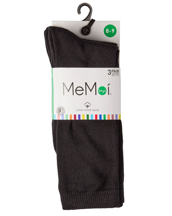MEMOI <BR> Flat Crew Socks (3 pack)