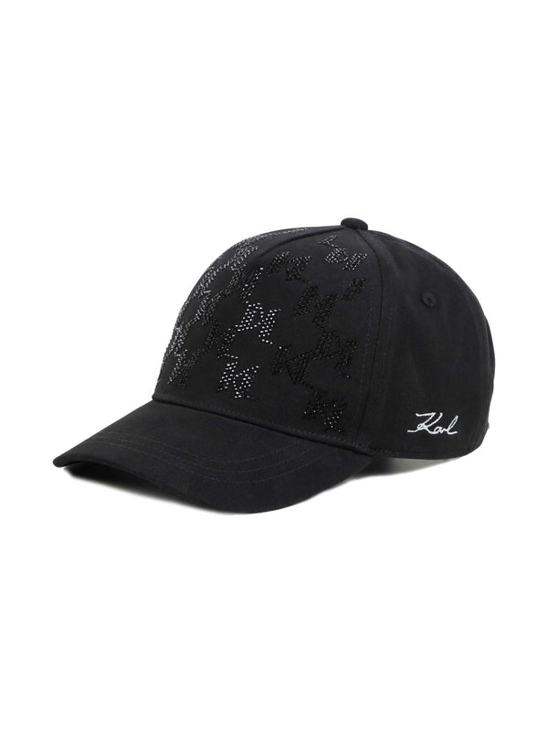 KARL LAGERFELD <br> Rhinestone Detail Cotton Twill Cap