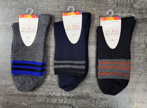 Ribbed Stripe Crew Socks