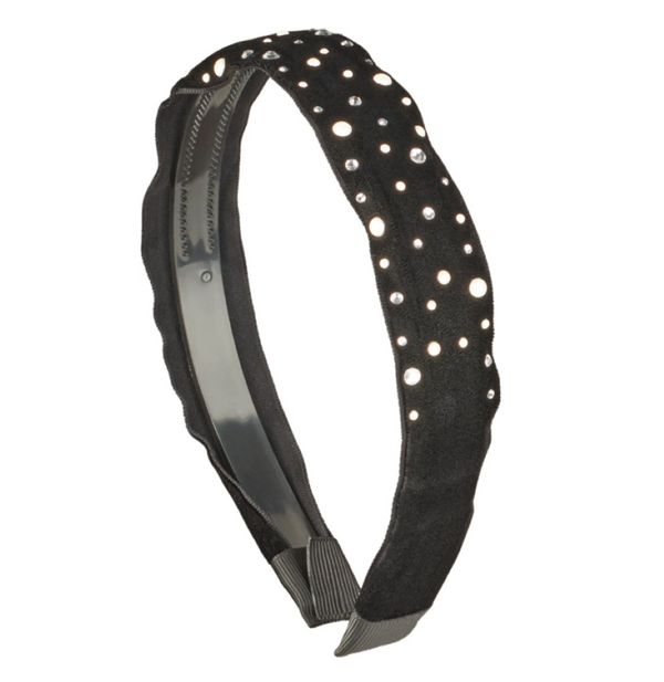 CHERIE <BR> Studded Velvet Hard Headband