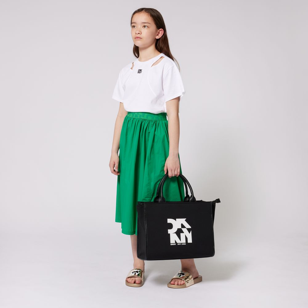 【DKNY】ドレープブラシストロークプリントミディドレス フロントジップ グリッター ノースリーブ タイト ミニドレス