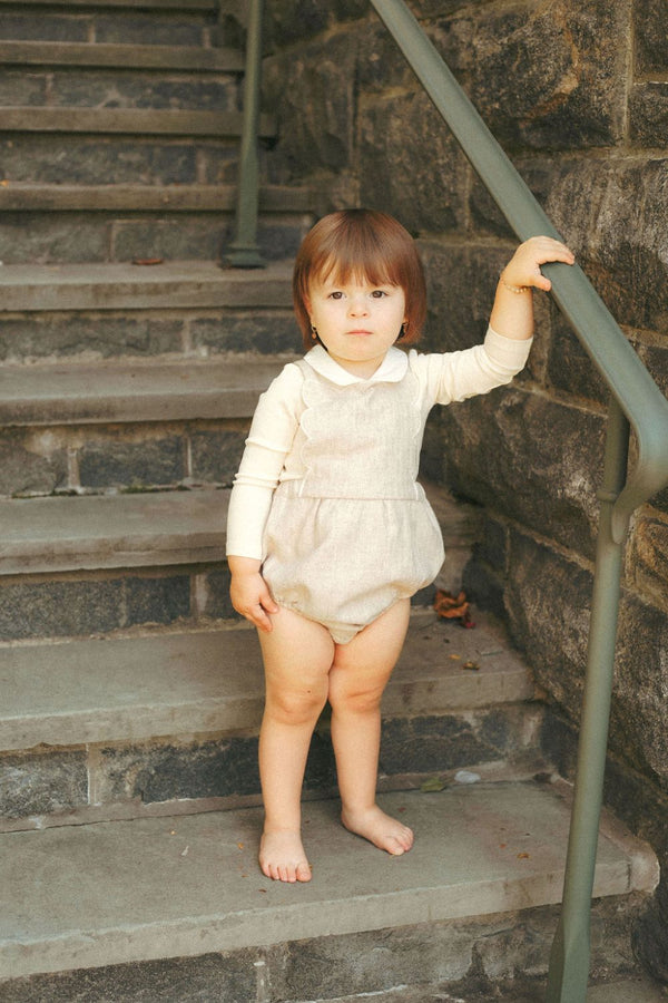 COCO BLANC <BR> Scalloped Romper