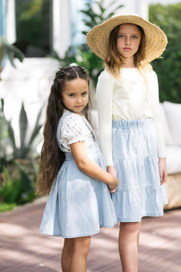 ANALOGIE <BR> Tiered Denim Skirt