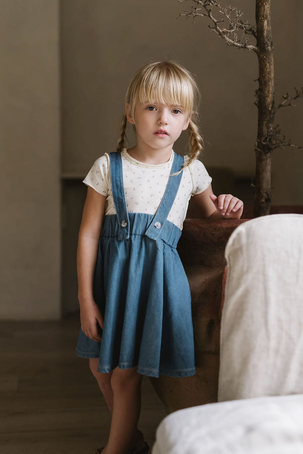 Denim Tencel Suspender Skirt