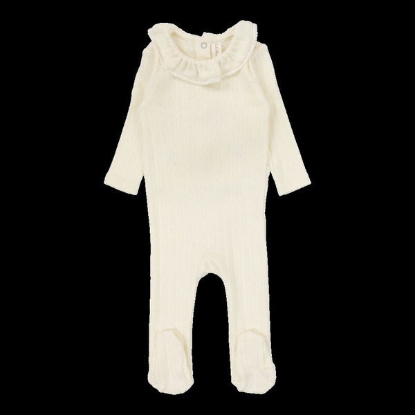 LILETTE <BR> Fine Pointelle Collar Footie