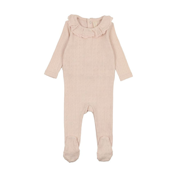 LILETTE <BR> Fine Pointelle Ruffle Collar Footie