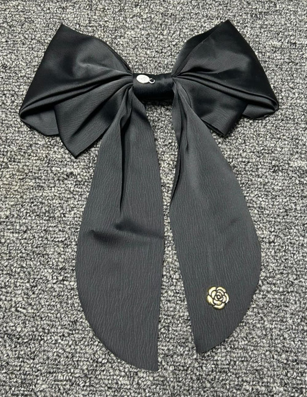 Silk Bow with Metal Flower Clip