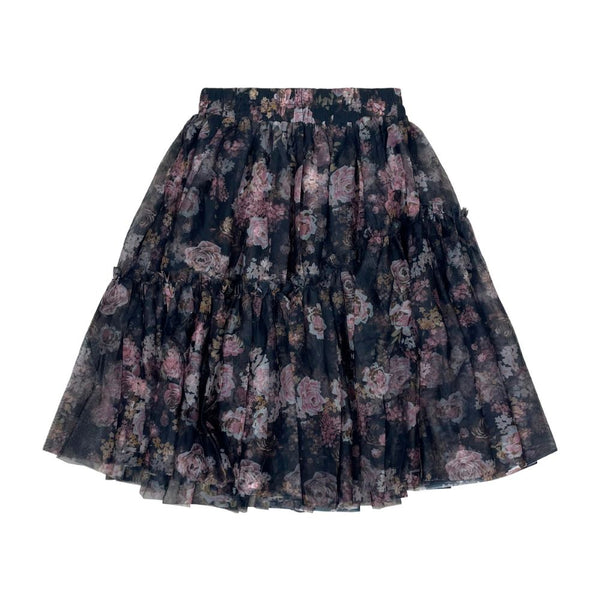 TEELA <br> Asymmetrical Floral Tulle Skirt