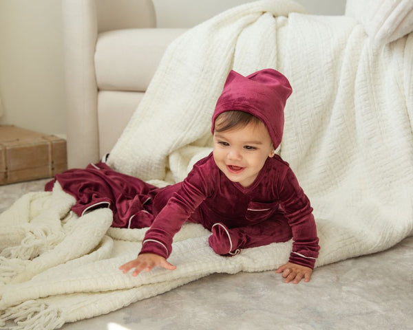 CUDDLE & COO <BR> Velour White Trim Stretchie