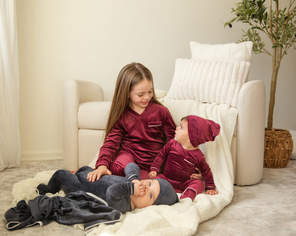CUDDLE & COO <BR> Velour White Trim Pajamas