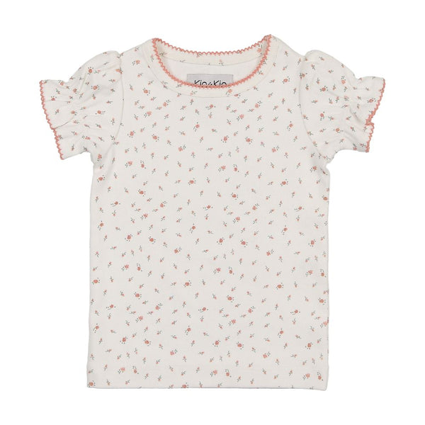 KIN & KIN <BR> Floral Puffed Sleeve Ribbed Tee