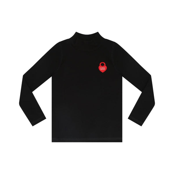 PARNI <BR> Solid Mockneck W/Heart Logo