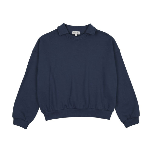 KIN & KIN <BR> V-Neck Collared Sweatshirt