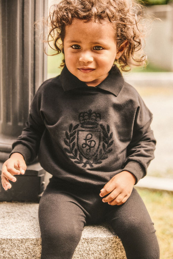 PARNI <BR> Baby Sweatshirt W/Logo Flocking & Legging Set