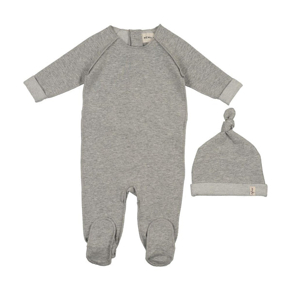 MEMA KNITS <BR> French Terry Top Stitched Footie & Beanie
