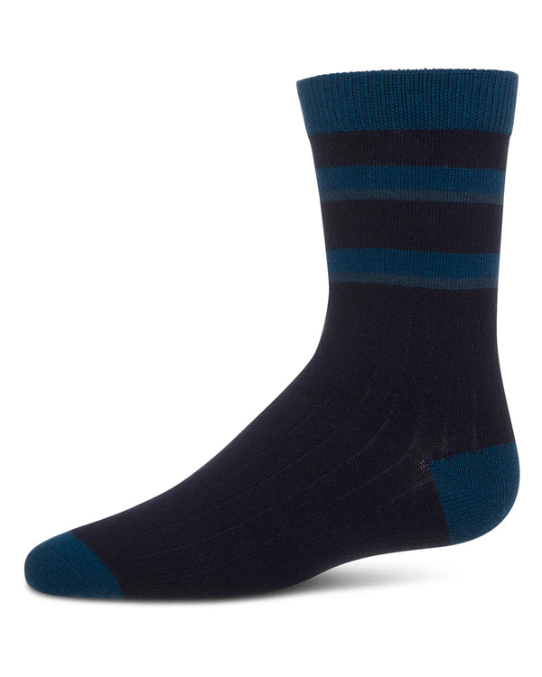 MEMOI <br> Tonal Stripe Crew Sock