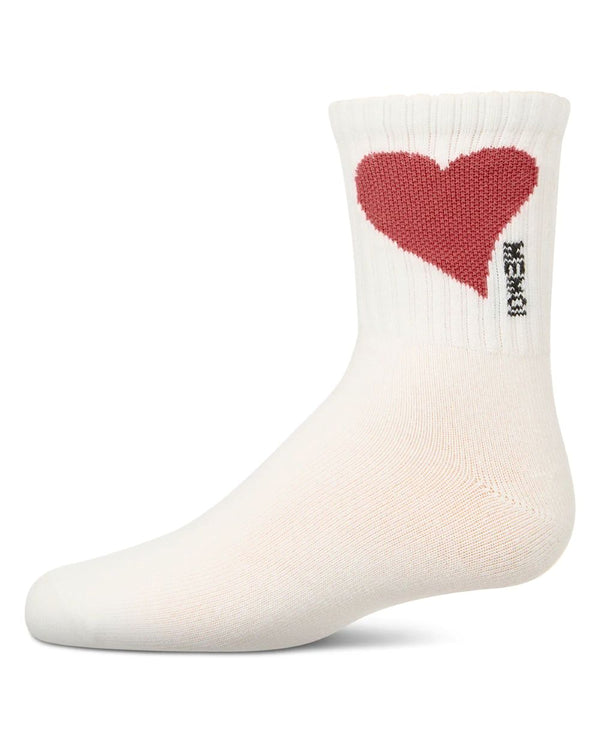 MEMOI <br> Single Heart Logo Crew Sock